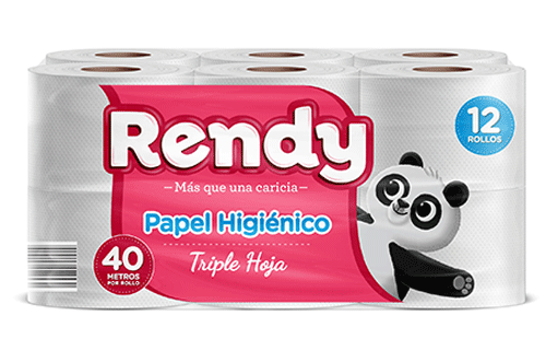 PAPEL HIGIÉNICO TRIPLE HOJA RENDY 12 ROLLOS - 480 METROS
