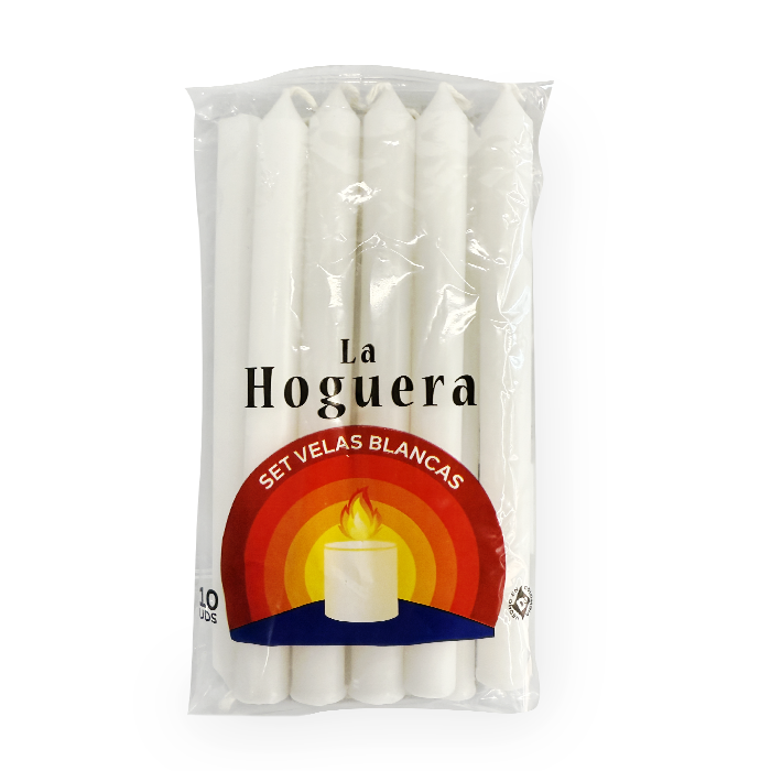 SET VELA BLANCA 18 CM LA HOGUERA 10UDS