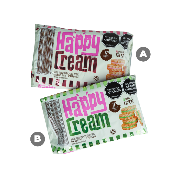GALLETAS HAPPY CREAM FRESA/LIMON 12 PQ